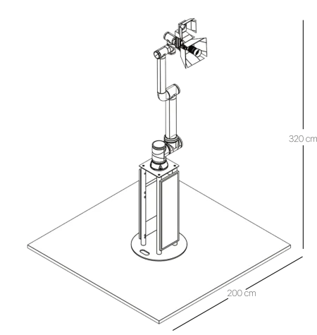 Schéma technique du Glambot XXL de Catchingbox avec dimensions.